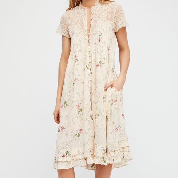 Free People tea combo decadent midi dress - Picture 1 of 8